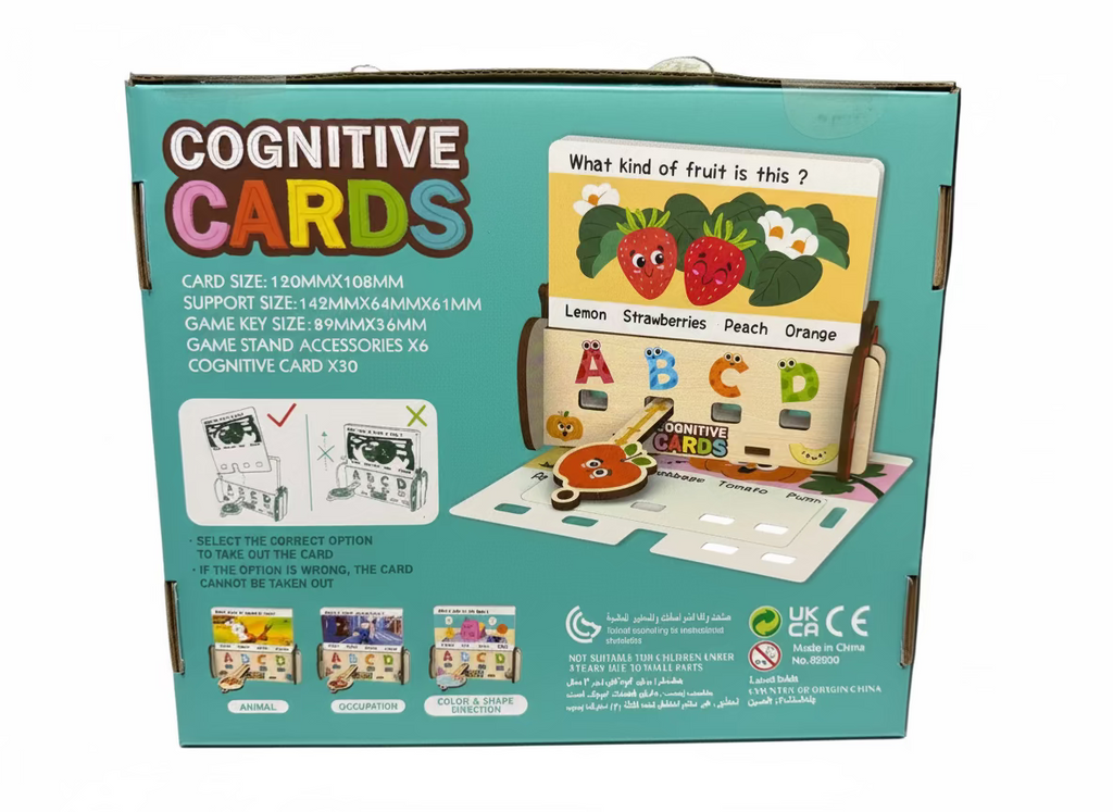 Box of Cognitive Cards educational game with colorful design and text.